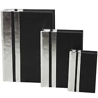 CosmoLiving by Cosmopolitan Silver Faux Leather Faux Book Box with Metallic Finish Set