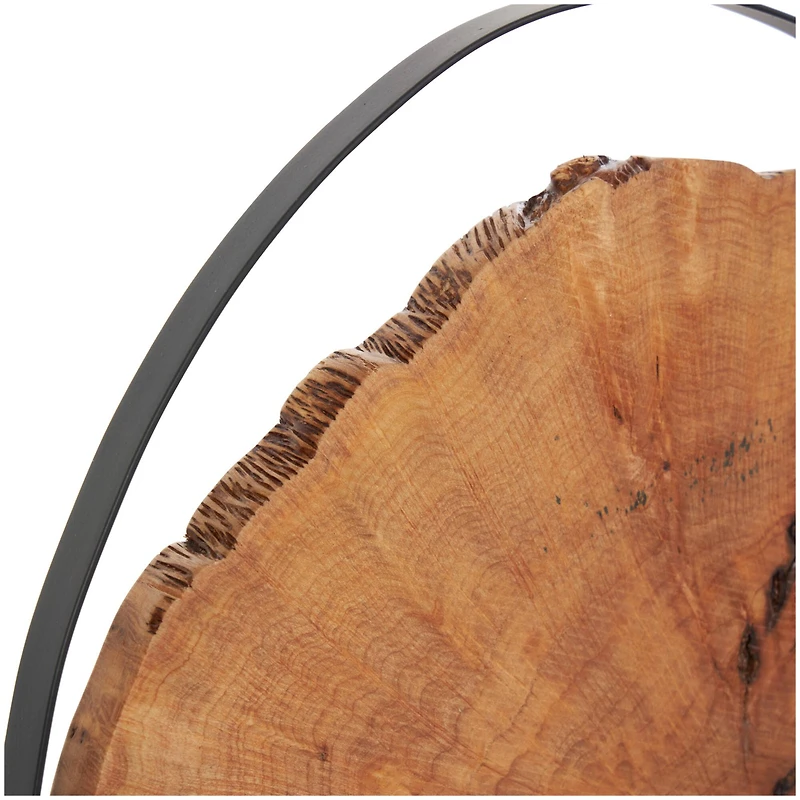 Brown Wood Abstract Slab Sculpture Set