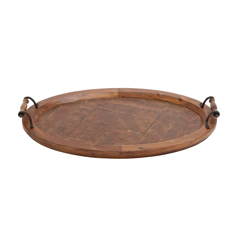 29" Natural Brown Wood Rustic Tray