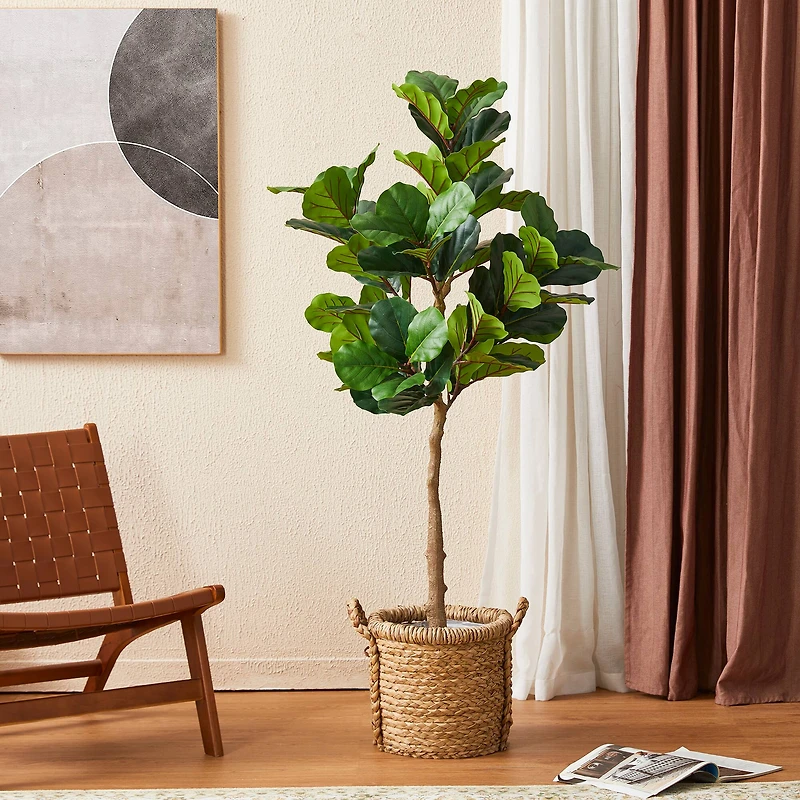 Glitzhome® 5ft. Faux Fiddle Leaf Fig Tree in Pot