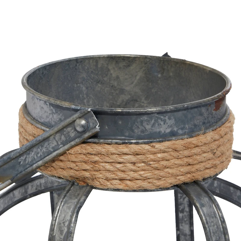 Grey Iron Industrial Candle Holder Lantern, 13" x 10" x 10"