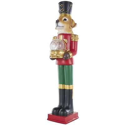 31" Red, Green & Gold Nutcracker Dog Sculpture