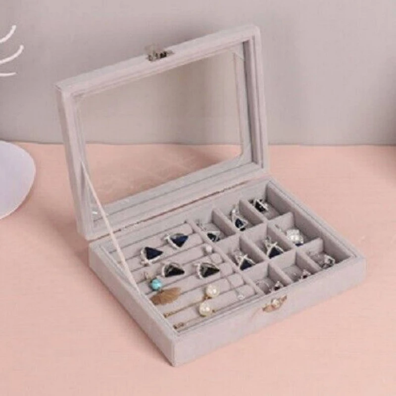 NEX™ 8" Gray Velvet Jewelry Organizer For Earring and Rings