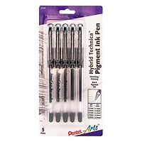 Pentel Arts® Hybrid Technica™ Black 5 Piece Pen Set