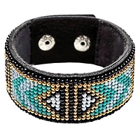 Wonderland Crafts Green & Gold Bead Artificial Leather Embroidery Bracelet Kit