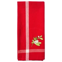 DII® Red & White Stripe Holly & Mistletoe Holiday Embroidered Dishtowel Set