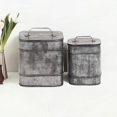 Silver Metal Farmhouse Box Set, 7" & 8"