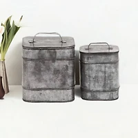 Silver Metal Farmhouse Box Set, 7" & 8"