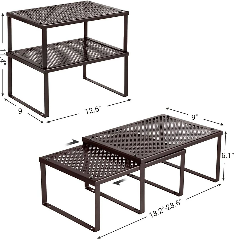 NEX™ Expandable & Stackable Kitchen Cabinet & Counter Shelf Organizer, 2ct.