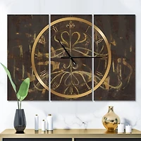 Designart Glam Gold Chandelier Modern 3 Panel Wall Clock