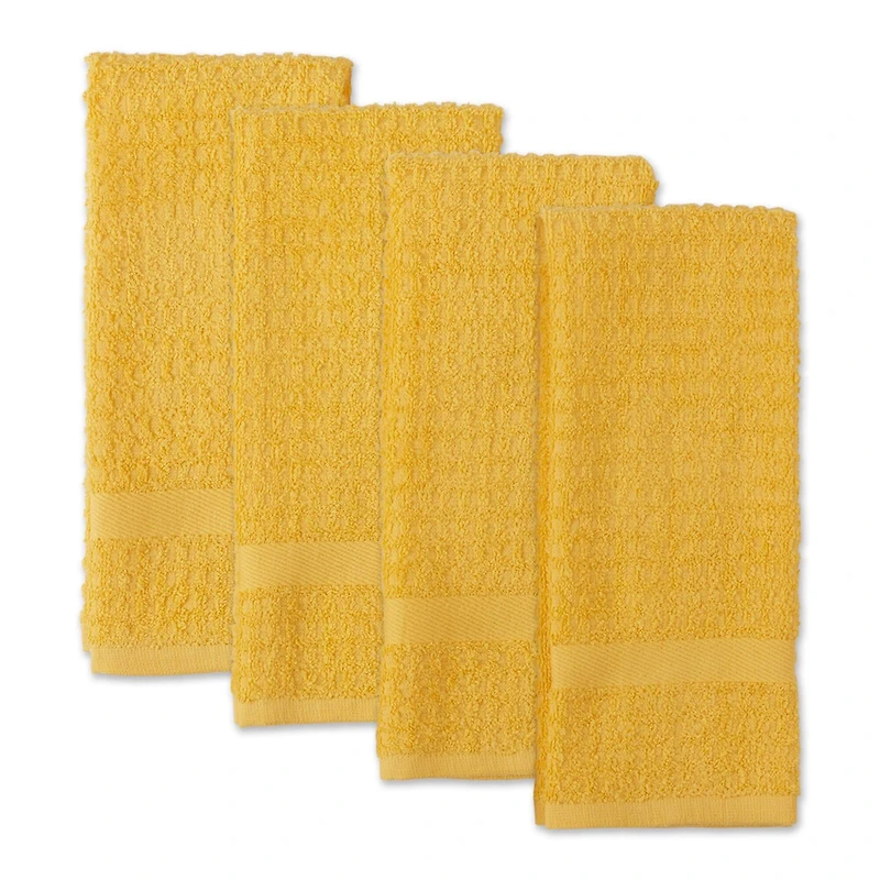 DII® Solid Yellow Waffle Terry Dishtowel, 4ct.