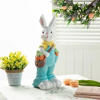 Glitzhome® 17.25" Easter Bunny Boy with Carrots Table Décor