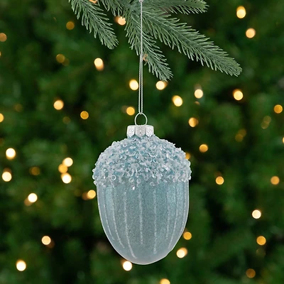 Glittered Mercury Glass Acorn Christmas Ornament - 4.5" - Blue