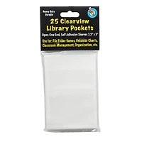 Ashley Productions® 3.5" x 5" Clear View Self-Adhesive Library Pocket, 3 Packs of 25
