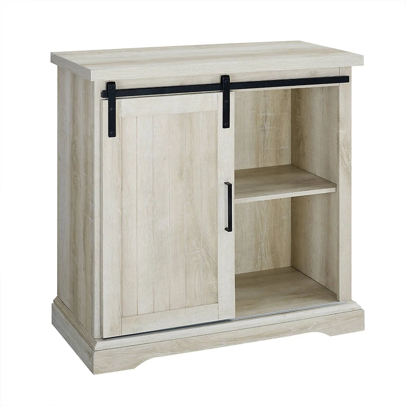 Edison Walker 32" White Oak Sliding Grooved Door Modern Accent Cabinet