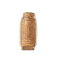 Hello Honey® 19" Natural Artisanal Bamboo & Rattan Lidded Container
