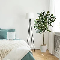 American Art Decor 5ft. Variegated Rubber Tree in White Ceramic Pot