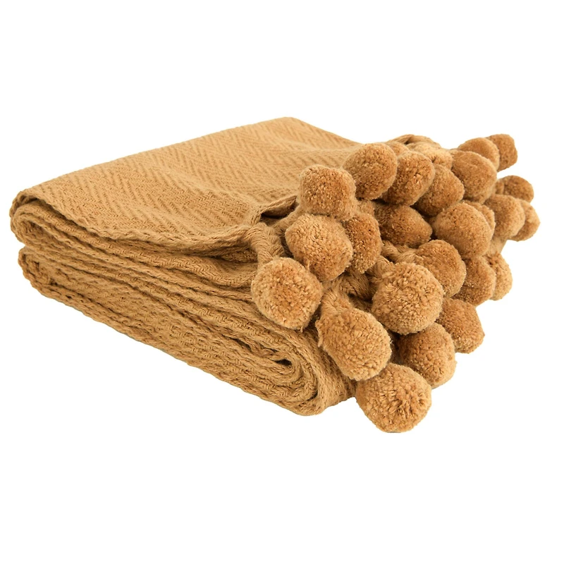 Hello Honey® Dijon Braided Pom Pom Tassels Cotton Throw