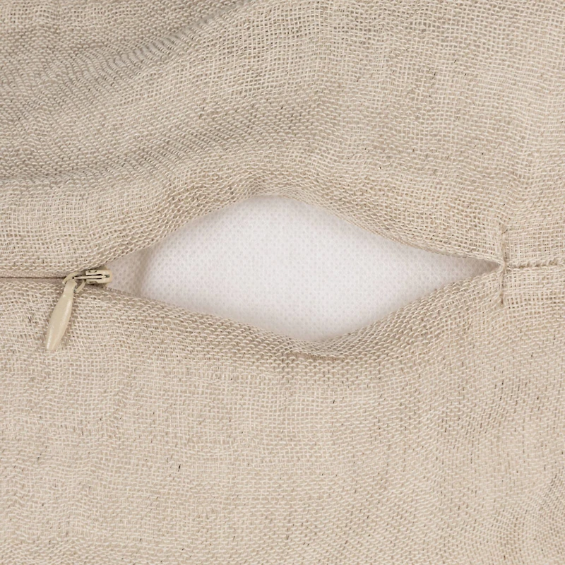 Hello Honey® 18" x 18" Natural Patterned Edge Woven Cotton & Linen Pillow