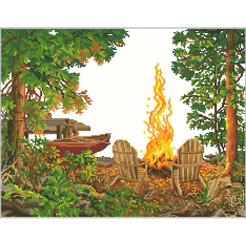 Diamond Dotz® Advanced Lakeside Red Canoe Diamond Painting Kit