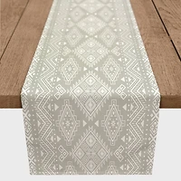 90" Greige Tribal Pattern Cotton Twill Table Runner