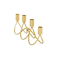 CosmoLiving by Cosmopolitan Gold Metal Contemporary Candelabra, 5" x 15" x 3"