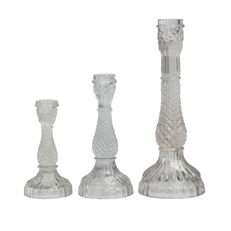 Clear Glass Candle Holder Set