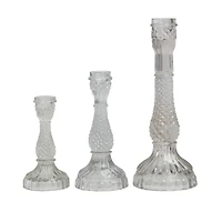 Clear Glass Candle Holder Set