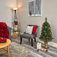 4ft. Pre-Lit Pine, Pinecone & Berries Artificial Christmas Tree, Clear LED Lights