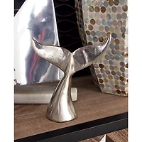 Silver Aluminum Coastal Whale Fluke Sculpture Set