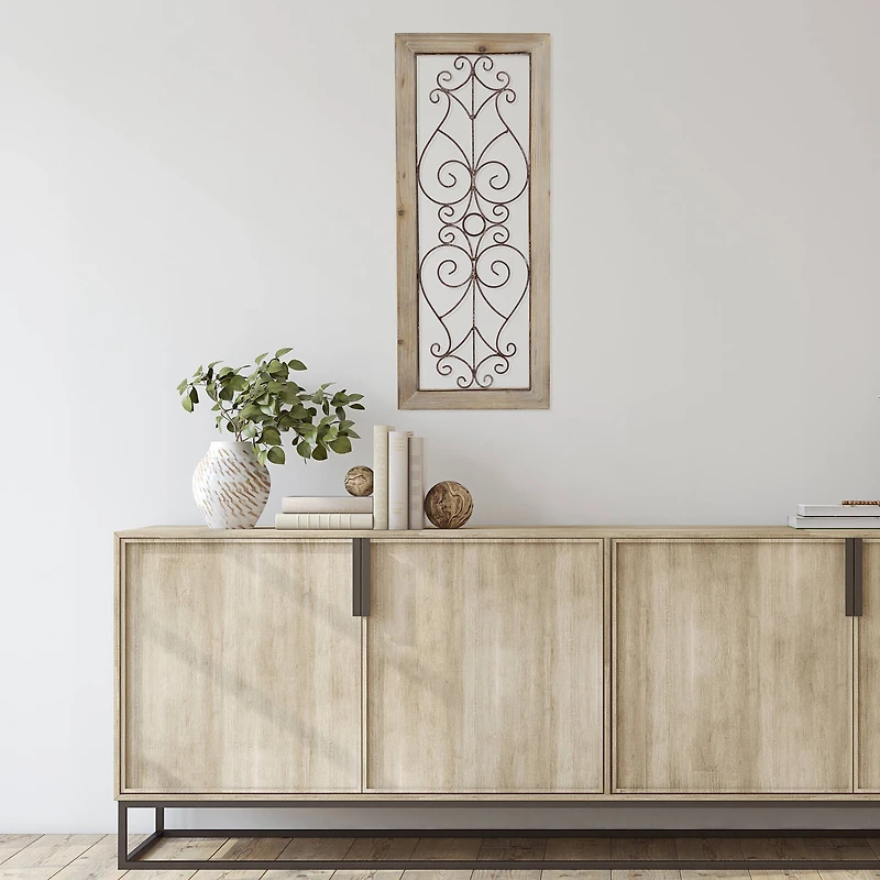 Hastings Home 50" Metal & Wood Wall Hanging Panel