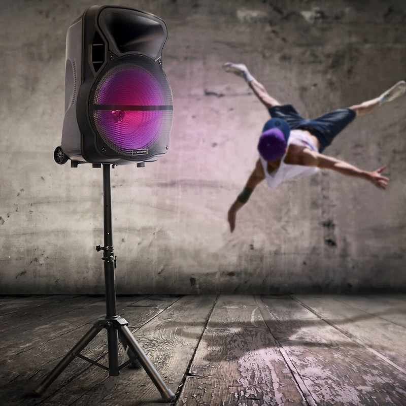 Trexonic Combination 15" Bluetooth Portable Speaker and Tripod Stand With Reactive Lights