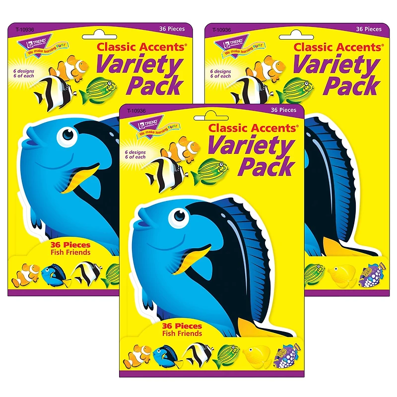 Trend Classic Accents® Fish Friends Variety Pack, 3 Packs of 36