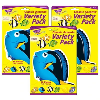 Trend Classic Accents® Fish Friends Variety Pack, 3 Packs of 36
