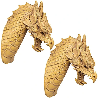 Design Toscano 15.5" Head of the Beast Dragon Wall Sculpture Set