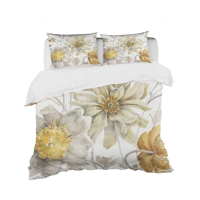 Designart 'Fields of Gold Watercolor Flower V' Cottage Bedding Set