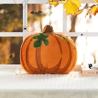 Glitzhome® 15.5"L Fall and Halloween Fabric Double Sided Pumpkin Pillow