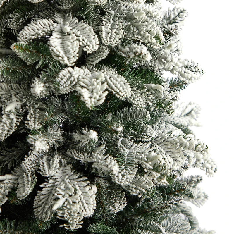 5ft. Pre-Lit Flocked North Carolina Fir Artificial Christmas Tree, Clear Lights