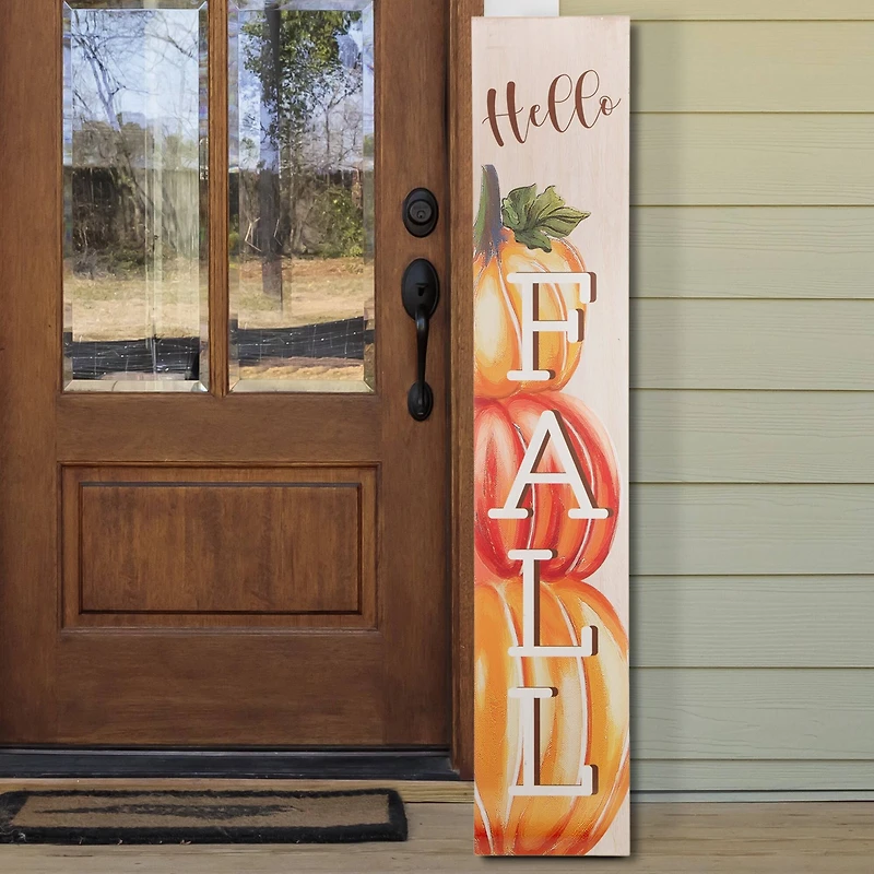 Glitzhome® 3.5ft. Hello Fall Wooden Porch Sign