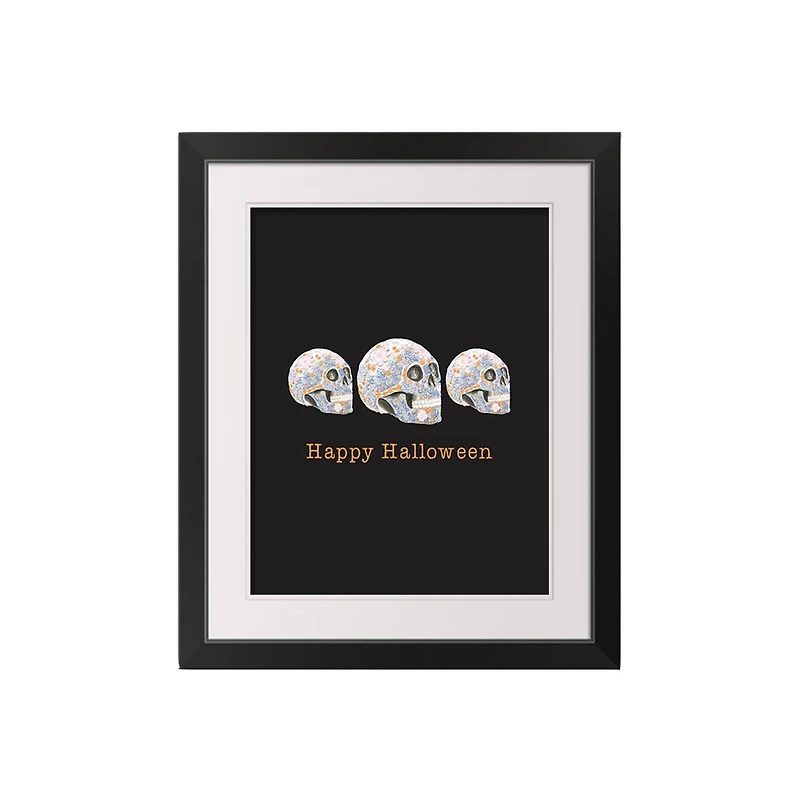 Floral Skull Black Framed Print Wall Art