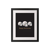 Floral Skull Black Framed Print Wall Art