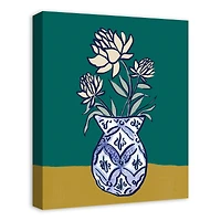 Beige Floral Chinese Vase 16" x 20" Canvas Wall Art