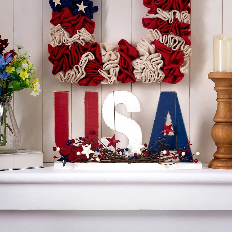 Glitzhome® 18" U.S.A. Wooden Table Decoration