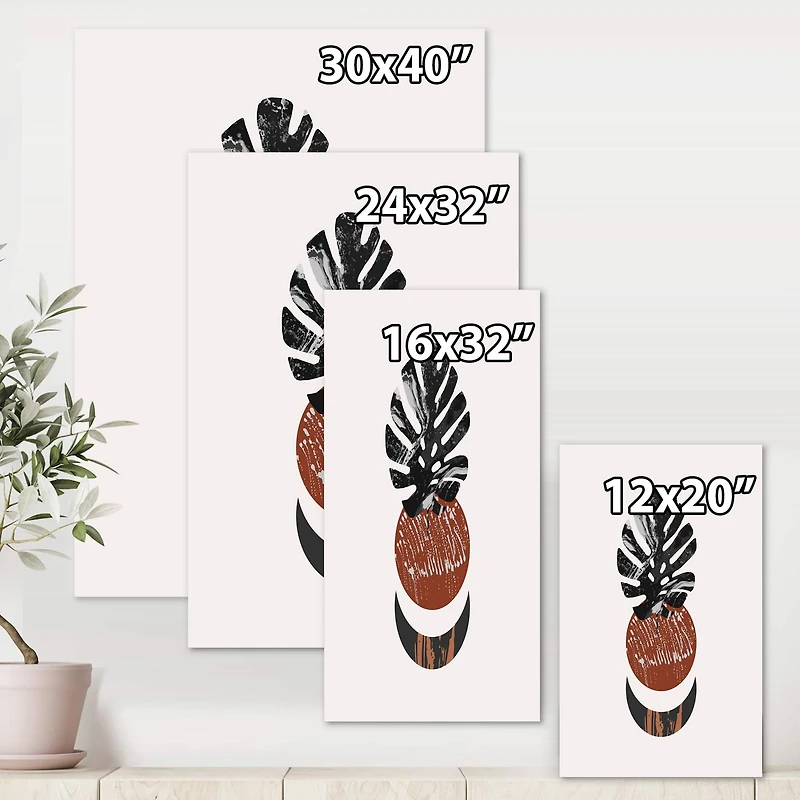 Designart - Abstact Minimal Sun, Moon & Tropical Palm Leaf II