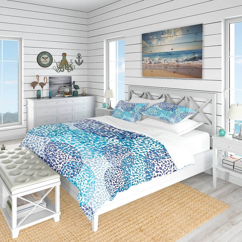 Designart 'Sea Motif Pattern' Nautical & Coastal Bedding Set