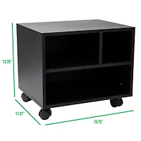 Mind Reader 15.7" Black Printer Cart with Rolling Supply Organization Shelves