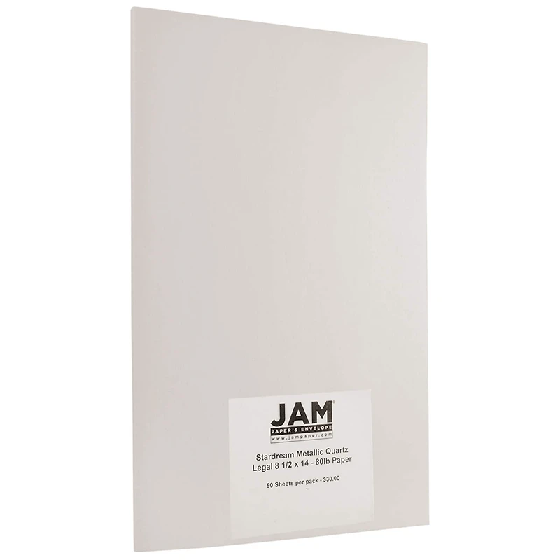 JAM Paper Quartz Stardream Metallic 8.5" x 14" 80lb. Paper, 50 Sheets
