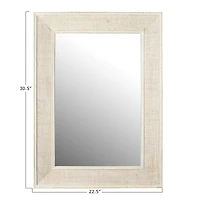 Hello Honey® 31" White Wash Rectangle Wall Mirror with Rattan Detail