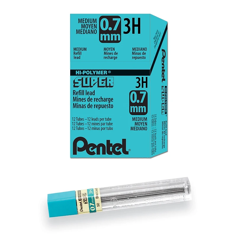 Pentel® Super Hi-Polymer 3H Lead Tube Refill, 0.7mm
