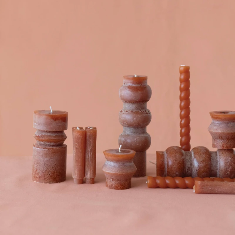 Hello Honey® 5" Spice Powder Finish Unscented Pleated Taper Candles In Box Set, 12ct.